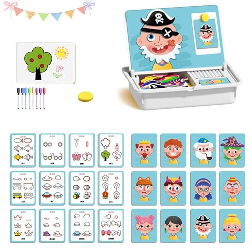 Magnetische Puzzles, Face Dress Up Travel Gam, doppelseitiges pädagogisches Lernspielzeug, magnetisches Mathe-Meisterset, sicher und langlebig, fördert Kreativität und Lernen(Characters) von Generic