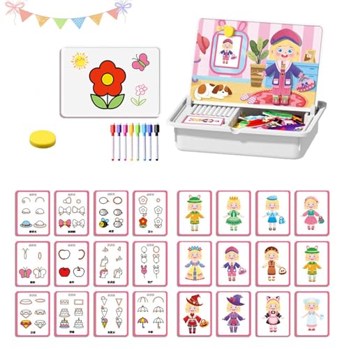 Magnetische Puzzles, Face Dress Up Travel Gam, doppelseitiges pädagogisches Lernspielzeug, magnetisches Mathe-Meisterset, sicher und langlebig, fördert Kreativität und Lernen(Women) von Generic