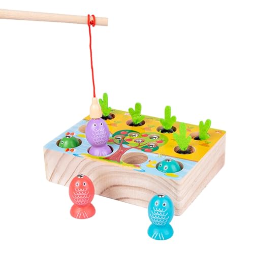 Magnetisches Angelspielzeug, magnetisches Angelspiel aus Holz – Angelspielzeug aus Karottenholz für multifunktionale Wurmmagnete, Spielzeug für die Früherziehung, Fi-Motorik-Spielzeug von Generic