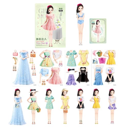 Magnetisches Kostüm-Aktivitätsbuch für Mädchen – Prinzessin Papierpuppen mit magnetischen Kleidern | Kreatives Stickerbuch für Mädchen ab 3 Jahren, Lernspielzeug für die Ima Magnetisches Kostüm-Aktivitätsbuch für Mädchen – Prinzessin Papierpuppen mit magnetischen Kleidern | Kreatives Stickerbuch für Mädchen ab 3 Jahren, Lernspielzeug für die Ima von Generic