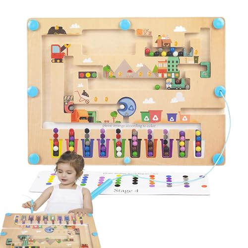 Magnetisches Labyrinth, Magnetfarbe und Zähllabyrinth, Holz-Labyrinth-Spielzeug, Thinking Logic Strategy Toys for Toddler Konzentrationspräsive P von Generic