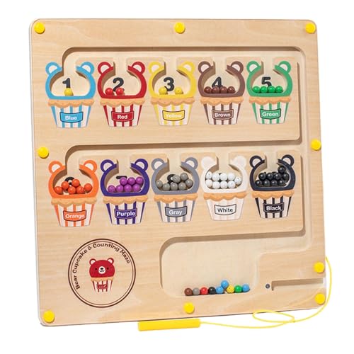 Magnetisches Labyrinth mit Farben und Zahlen, magnetisches Labyrinth | Magnetisches Sortierspiel für Kinder im Vorschulalter - Puzzlespiel zum Erkennen von Zahlen und Farben, Vorschullabyrinth von Generic
