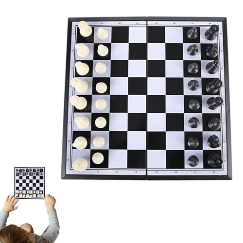 Magnetisches Reise-Schach – Tragbares Schachspiel mit magnetischen Figuren, handgefertigtes faltbares Schachbrett mit Aufbewahrungsfächern, perfekt für Turniere, Anfänger und Profe von Generic