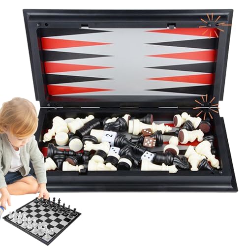 Magnetisches Reiseschach – Faltbares Schachbrett aus Holz mit sicheren Aufbewahrungsfächern, handgefertigtes tragbares Schachspielset | Robustes, kompaktes Design für Anfänger und Enthusiasten, von Generic