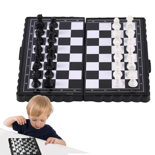 Magnetisches Schachbrettspiel, pädagogisches Schach-Set, Spielzeug, magnetisches Reise-Schach-Set, wiederverwendbares Schachbrettspielzeug mit Aufbewahrungstasche für Kinder und Erwachsene von Generic