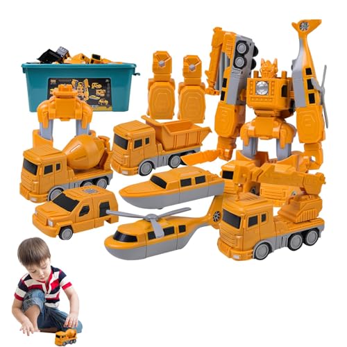Magnetisierte Spielzeugautos | Magnetisches Fahrzeugspielzeug | Magnetisches Auto-Spielset, Roboter-Auto-Spielzeug, Transform-Auto-Roboter-Spielzeug, Kinder spielen Baufahrzeuge für Jungen, Mädchen, T von Generic