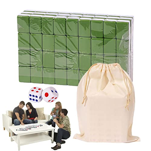 Mahjong-Fliesen,Reise-Mini-chinesisches traditionelles Brettspiel mit großer Aufbewahrungstasche - Tragbares Tischspiel mit 146 Melaminharz-Mahjong-Steinen für die Familienfreizeit von Generic