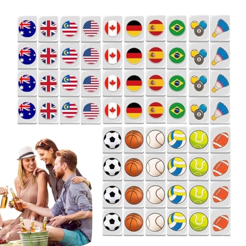 Mahjong Kartenspiel, Mah Jongg-Spiele, Mahjong Fliesenblöcke mit Flaggenmuster, Blockpuzzle-Spiele, Mahjong Spielsteine, Party-Spielblöcke von Generic