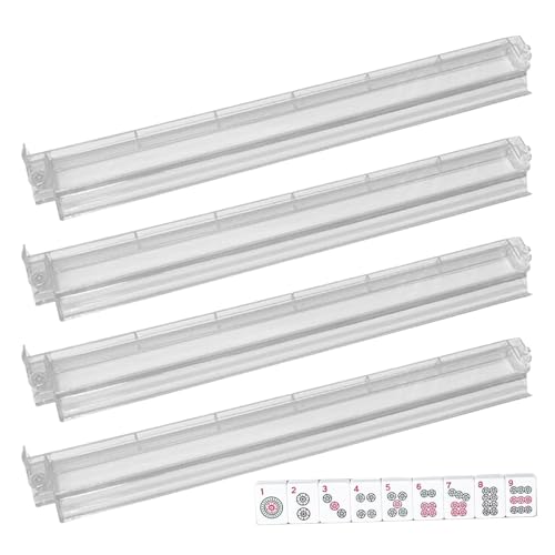 Mahjong Racks mit Schiebern, Fliesen-Racks für Mahjong, Brettspiel-Zubehör, Set mit 4 Mah Jongg Fliesen-Organizer, Acryl für Zuhause von Generic