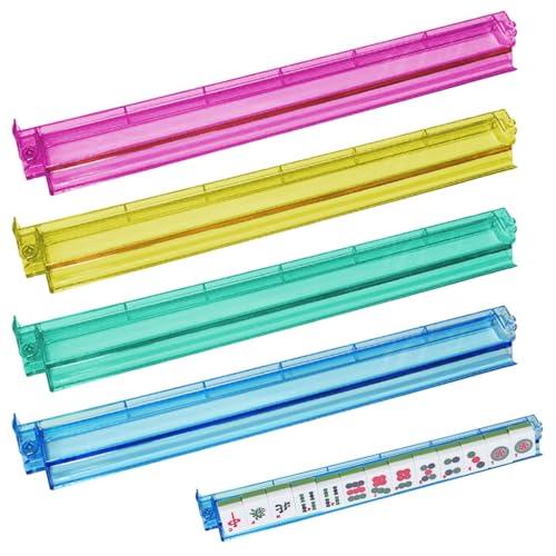 Mahjong Schieber und Racks: Mahjong-Racks mit Schiebern, transparente, mehrfarbige Schieber-Racks, Spiele, Set mit 4 Acryl-Aufbewahrungs-Organizer, Brettspiel-Zubehör, Mah Jongg-Zubehör von Generic