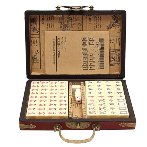 Mahjong Set Case - Professioneller Reisen Mahjongg Set, Traditioneller Chinesischer Mah Jongg -Spielset | Kompakter Mahjong -Set -Anfänger Majiang, Klassischer Mahjongg Set Ultimativer Spaß Perfekt Fü von Generic
