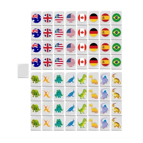 Mahjong-Set für Reisen, Mahjong-Kacheln, Strategiespiel, Mahjong-Strategiespiel, Mah Jong National Flag Design, 64 Mahjong-Steine, tragbares Spielset für Erwachsene von Generic