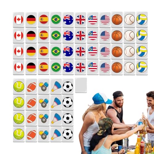 Mahjong Spiel, kleines Mahjong-Spiel | Mahjong Strategiespiel | Bausteine 64 Spielsteine | Reisespielzeug Mahjong Tiles, Nationalflagge Spiel MAh Jong Fi Spiele von Generic