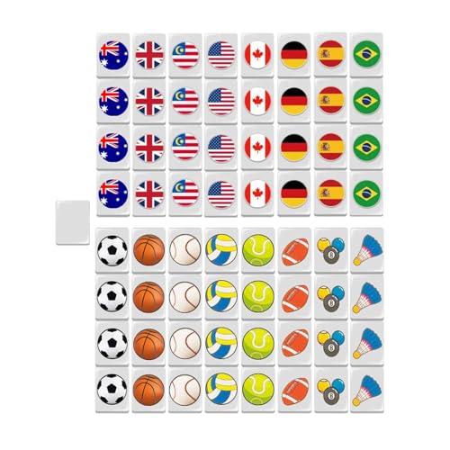 Mahjong Spiele, Mahjong-Spiele, Strategiespiel | Mah Jong Nationalflagge, 64 Fliesenbausteine, tragbare Mahjong Fliesen Partyspiele für U von Generic