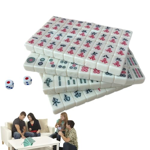 Mahjong-Spielset, Reise-Mahjong | Leichte Mahjong-Sets, klare Gravur - 144 Stück/Set, Legespiel, Reisezubehör für Ausflüge, Schlafsäle, Häuser, Schulen von Generic