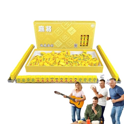 Mahjong-Spielset für unterwegs, Mahjong-Set – Mahjong Set | Mahjong-Familienratspiel für Erwachsene | tragbare Outdoor-Reisen und kleine Chinesen und Spaß von Generic
