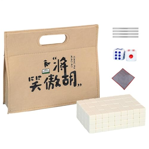Mahjong Tile Set - Kleines Tisch Mahjong Spiel, Mahjong Brettspiel | Familie Mahjong Spiel Mit Tischdecke Mit Tasche Und Würfel, Fliesenlehre Traditionelles Familienspiel Für Die Freizeit Der Familie von Generic