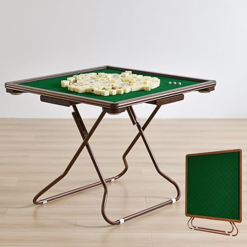 Mahjong-Tisch, 34,64 Zoll klappbarer Domino-Tisch, quadratischer Kartentisch für 4 Spieler mit 4 Getränkehaltern und 4 Chip-Rillen, tragbarer Pokertisch für Brettspiele, Camping (Rose Gold) von Generic