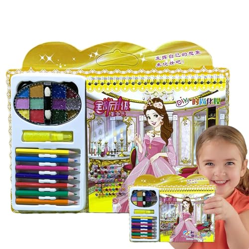 Make-up-Malbuch, Prinzessinnen-Kostüm-Aktivitätenbuch mit Strass-Aufklebern, Bastelset, Reisespiel, Make-up-Malerei-Set für Kinder und Mädchen Make-up-Malbuch, Prinzessinnen-Kostüm-Aktivitätenbuch mit Strass-Aufklebern, Bastelset, Reisespiel, Make-up-Malerei-Set für Kinder und Mädchen von Generic