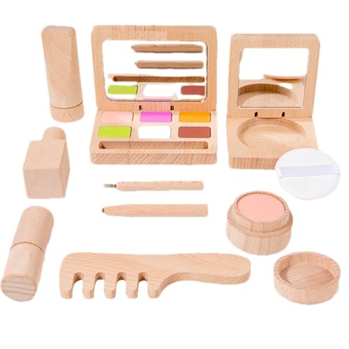 Make-up-Set aus Holz – Premium-Spielset, kosmetisches Spielzeug aus sicherem Holz | Make-up-Set für fantasievolles Spiel aus Holz, pädagogisches Zubehör für den perfekten Geburtstag von Generic