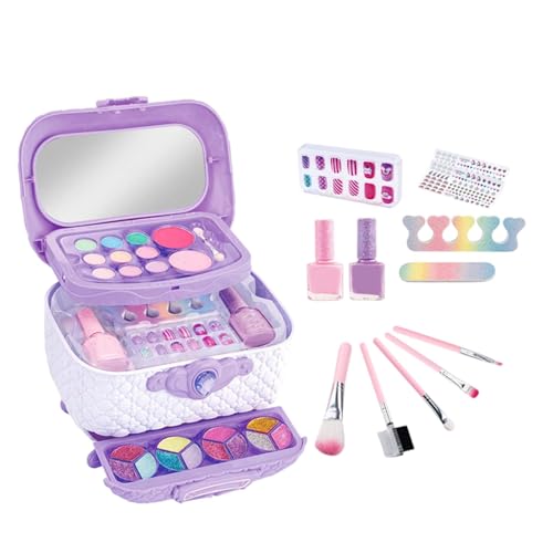 Make-up-Set für Kinder, Make-up-Set für Mädchen,Waschbares Spielzeug-Make-up-Set - Nagelkunst-Zubehör, Prinzessinnen-Puppen, verkleiden sich Spielzeug, spielen echtes Make-up-Set für Performance, Tanz von Generic