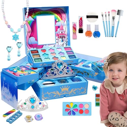 Make-up-Set für Mädchen – Echte Prinzessin, Make-up-Set für | Princess Toys Make-up-Set, waschbares echtes Make-up-Set, Prinzessinnen-Kosmetik-Spielset für Mädchen, Teenager von Generic
