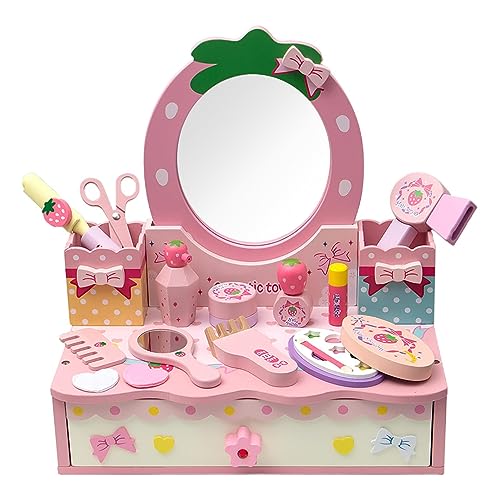 Make-up-Set zum Selbstgestalten – 14-teiliges fantasievolles Waschtisch-Set für Mädchen mit Spiegel-Salon-Spielzeug | Waschtisch-Set für Mädchen mit Spiegel, Eitelkeit für von Generic
