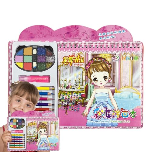 Make-up-Spiele für Mädchen, Make-up-Malbuch, kreatives Spielset zum Verkleiden der Prinzessin mit Strass-Aufklebern, Bastelset für Kinder, Aufkleberbuch zum Anziehen, Spiele von Generic