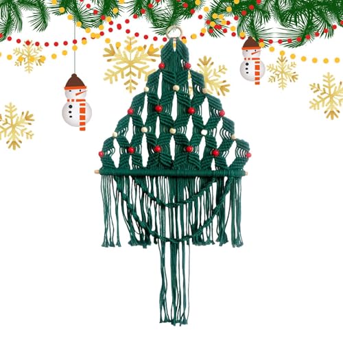 Makramee Weihnachtsbaum-Set, Weihnachtsbaum-Bastelset für Anfänger | Anti-Stress-Knotenanfänger-Set, Weihnachtsbaum-Set, komplettes Bastelset im Boho-Stil für Weihnachten von Generic