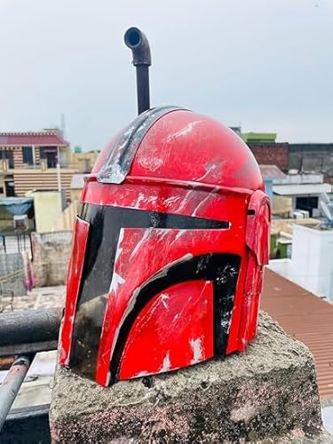Mandalorianischer Helm, tragbar, rot, schwarz, mit Kettenriemen, Geschenkartikel, Rollenspiel-Kostüm, Heim-/Bürodekoration, Geburtstagsgeschenk für Sohn Mandalorianischer Helm, tragbar, rot, schwarz, mit Kettenriemen, Geschenkartikel, Rollenspiel-Kostüm, Heim-/Bürodekoration, Geburtstagsgeschenk für Sohn von Generic