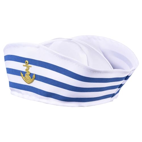 Marine Matrosenhut Kostüm - Kapitänsmütze blau mit weißem Matrosenhut Matrosenmütze Marine Kostüm Zubehör, Weiße Matrosen Hüte für Erwachsene Kapitän Cap Matrosen Kostüm Zubehör Marine Matrosenhut Kostüm - Kapitänsmütze blau mit weißem Matrosenhut Matrosenmütze Marine Kostüm Zubehör, Weiße Matrosen Hüte für Erwachsene Kapitän Cap Matrosen Kostüm Zubehör von Generic