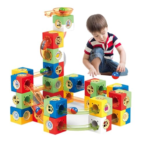 Marmor-Rennstrecke, Marmorstrecken-Set, Labyrinthstrecken-Spiele, klassische Bausteine, Rennstrecke für Jungen für Mädchen von Generic