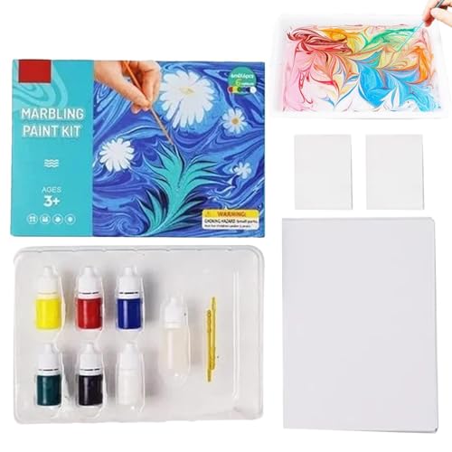 Marmorier-Malset für Kinder, handgefertigtes Marmorierkunst-Set – Wassermarmorier-Set für Textilpapier, kreatives Spielzeug für Weihnachten für Mädchen und Marmorier-Malset für Kinder, handgefertigtes Marmorierkunst-Set – Wassermarmorier-Set für Textilpapier, kreatives Spielzeug für Weihnachten für Mädchen und von Generic
