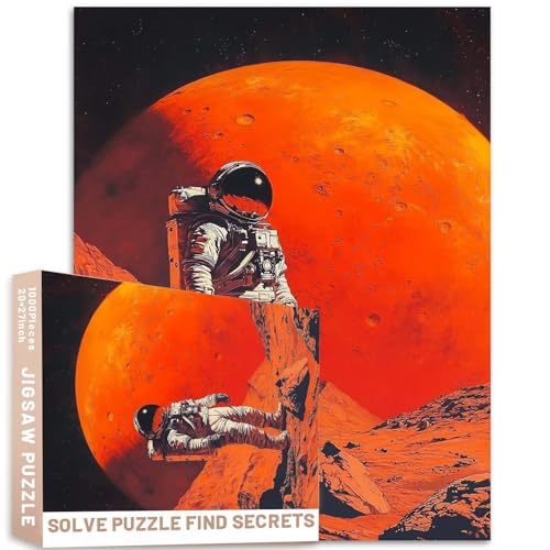 Mars Surface Astronaut Orange Planet Puzzle, 1000 Teile, 50 x 70 cm, herausfordernde Familienaktivitäten, buntes Bastelpuzzle für Heimdekoration, Geschenke von Generic