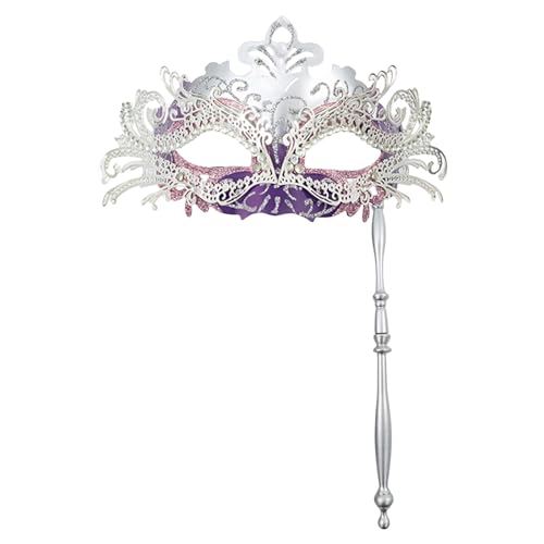 Maskenball Masken, Venezianische Maske Damen Maskenmaske mit Stock Mardi Gras Deecorations Venezianischen Masken für Damen Halloween Karneval Fasching Kostüm Party Maske Augenmaske von Generic