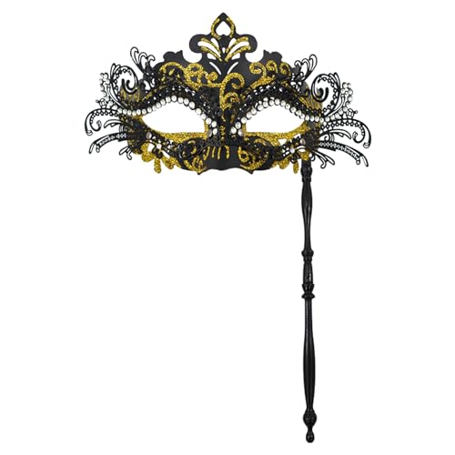 Maskenball Masken, Venezianische Maske Damen Maskenmaske mit Stock Mardi Gras Deecorations Venezianischen Masken für Damen Halloween Karneval Fasching Kostüm Party Maske Augenmaske von Generic