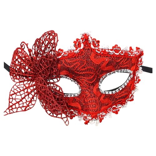 Maskerade Maske Damen Schmetterling Venezianische Maske, Maskerade-Party Cosplay Karneval Maske Karneval Augenmaske für Fasching Spitzenmaske Kostüm Party (Rot) von Generic
