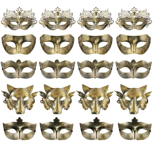 Masquerade Vintage-Maske für Herren, 25 Stück, Karnevalsmasken mit Gummiband, venezianische Retro-Maske für Karneval, Cosplay, Maskerade, Halloween-Party von Generic