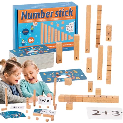 Mathematik Manipulative Kindergarten, Mathematik Manipulative 1. Klasse | Geruchslose Mathematikwürfel Holznummer Bausteine ​​ | Mathematikunterrichtsmaterialien zur Verbesserung der Kinderzahl und de von Generic