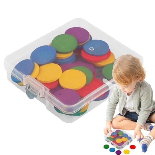 Mathematikzählen Chips, Zählen von Chips für Kinder,Runde Holzmathematik -Spielset 50 Stücke | Schulunterricht versorgt Gehirnentwicklungsspielzeug für große Gruppenspiele von Generic