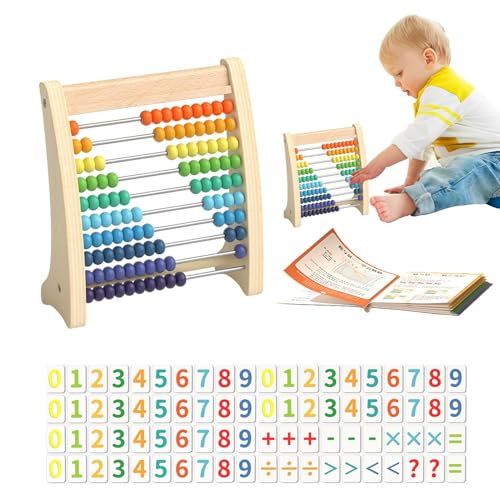 Mathematischer Abakus – Mathematisches Zählspielzeug aus Holz, tragbarer Abakus für | Mathematikrechenunterstützung, Addition und Subtraktion, Artefaktzählen von Generic