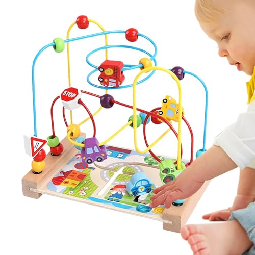Maze de Perle aus | Spielzeug Perle Wooden Maze Toddler Coaster Rolle, Bohrung in Box Play Play Tisch, Spielzeug, sensorisches Lernspielzeug für Kinder Alter 1-3 von Generic