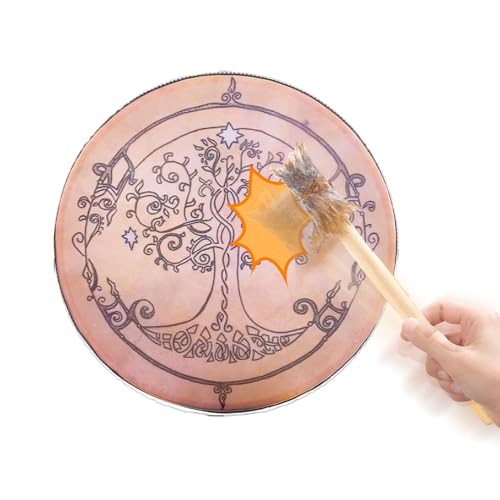 Meditationstrommel - Schamanentrommel Deko Schlagtrommel | Sibirische Schamanentrommel Handgemachte Sibirische Schamanentrommel mit Trommelstöcken, Schamanen Trommeln aus Holz, sinkt Meditationstrommel - Schamanentrommel Deko Schlagtrommel | Sibirische Schamanentrommel Handgemachte Sibirische Schamanentrommel mit Trommelstöcken, Schamanen Trommeln aus Holz, sinkt von Generic
