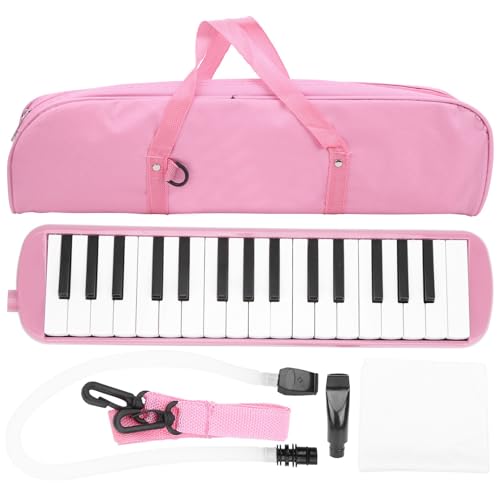 Melodica mit 32 Tasten, kompaktes Doppelrohr-Mundstück, Blasinstrument, einfach zu spielen, Klaviertastatur, Musikinstrument für Anfänger und Erwachsene (Pink) von Generic