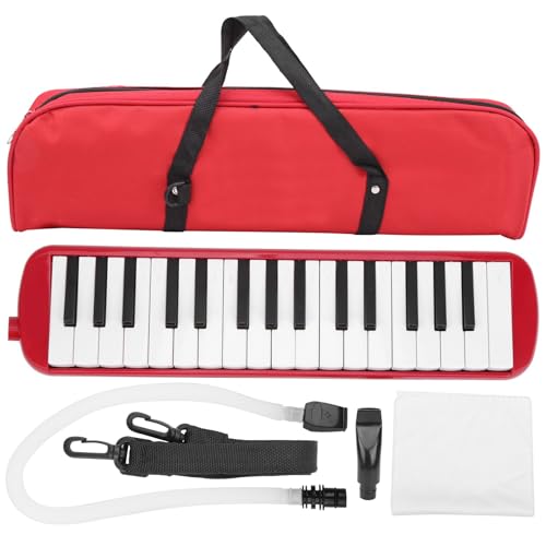 Melodica mit 32 Tasten, kompaktes Doppelrohr-Mundstück, Blasinstrument, einfach zu spielen, Klaviertastatur, Musikinstrument für Anfänger und Erwachsene (rot) von Generic