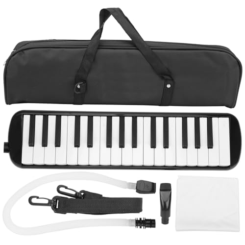 Melodica mit 32 Tasten, kompaktes Doppelrohr-Mundstück, Blasinstrument, einfach zu spielen, Klaviertastatur, Musikinstrument für Anfänger und Erwachsene (schwarz) von Generic