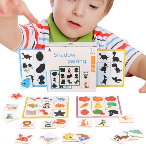 Memory-Match-Spiel, Matching-Spiel - Pädagogische Schatten-Matching-Spielzeuge,Kinder-Memory-Spiel mit Obst-Tier-Bildpaarung, Lern-Tiere-Früchte-Blöcke zur Fähigkeitsentwicklung von Generic