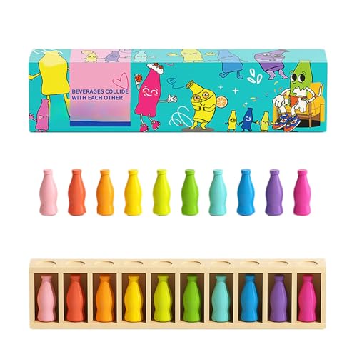 Memory-Spiel aus Holz für Kinder, frühes Lernspielzeug mit Getränkepaaren zum Erinnern und Trainieren von Fähigkeiten Qmh125 (Sky Blue, 31x5x8cm) von Generic