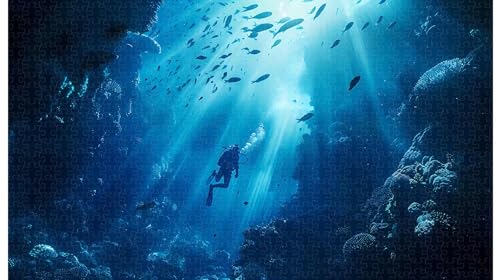 Menschlicher Maßstab im Blue Hole: 1000-teiliges Puzzle zur Erforschung der Tiefsee (D ; 1000 Piece) von Generic