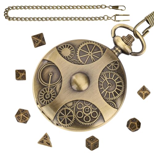 Metal Polyedral Dice Game, Steampunk -Würfel | Würfel Mit Tasche Mit Steampunk -Geräten, Exquisite Tragbare Würfel Für Kartenspiele, Unterricht von Generic